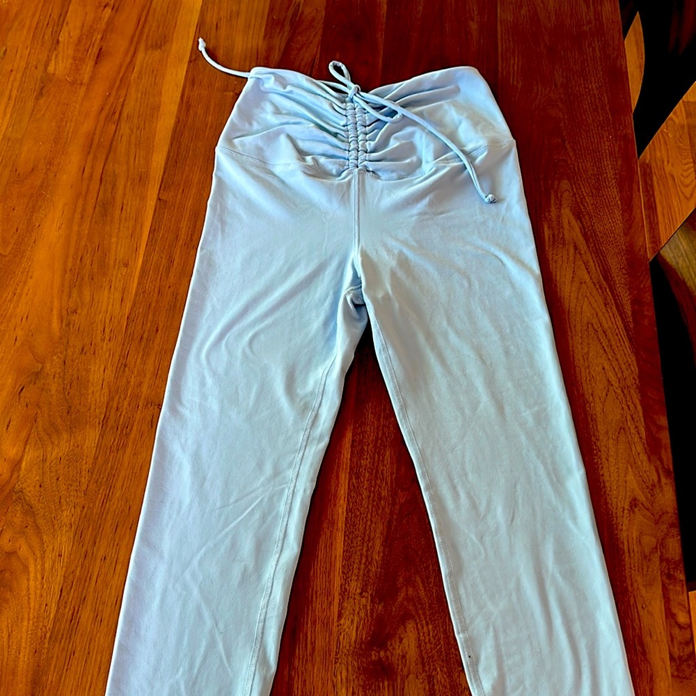 NWOT Year Of Ours Baby Blue Ruched Tie Front Straight Leg Leggings